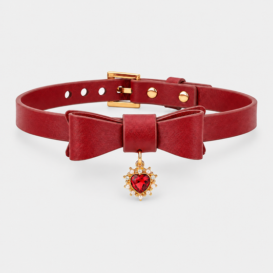 Crimson Heart Bow Collar
