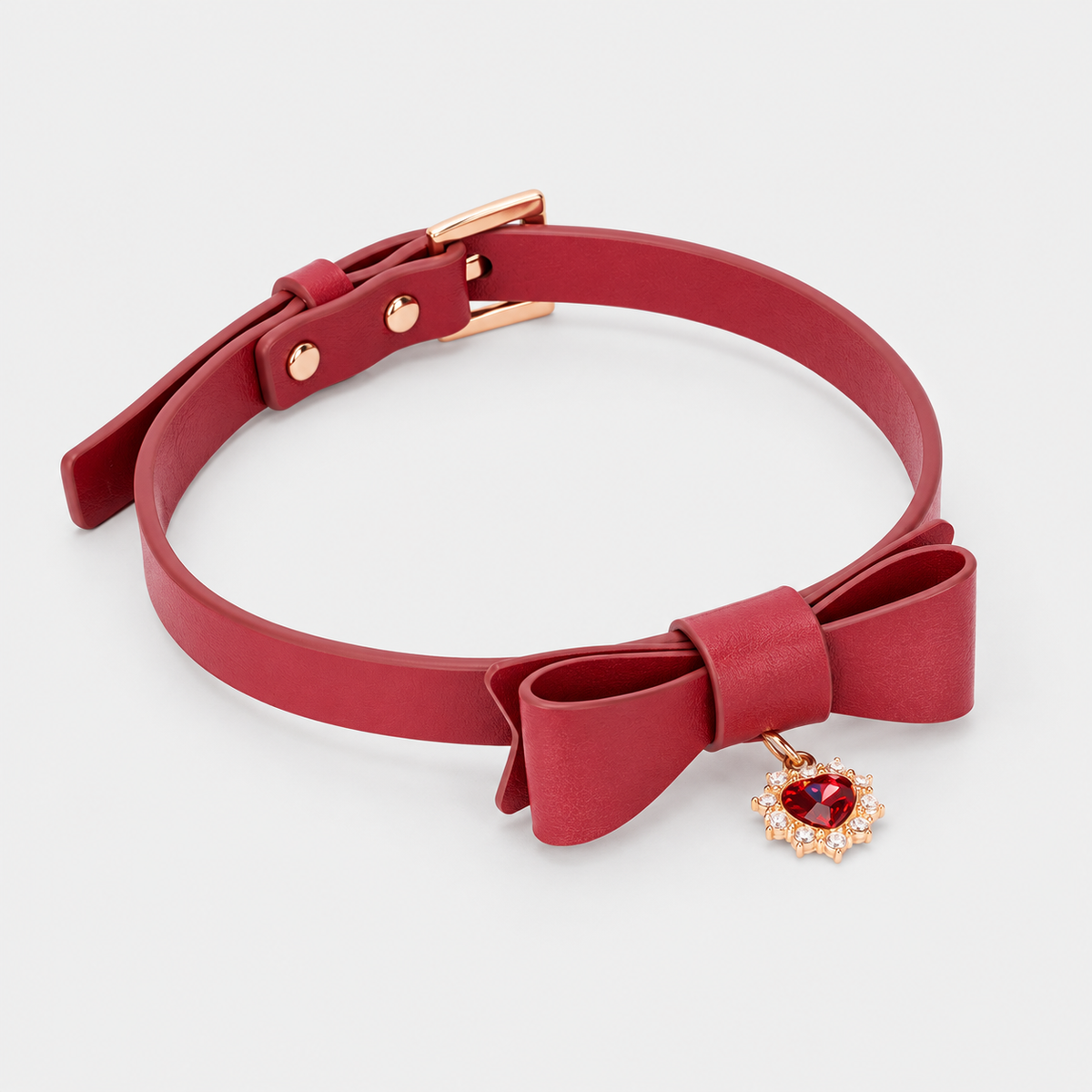 Crimson Heart Bow Collar