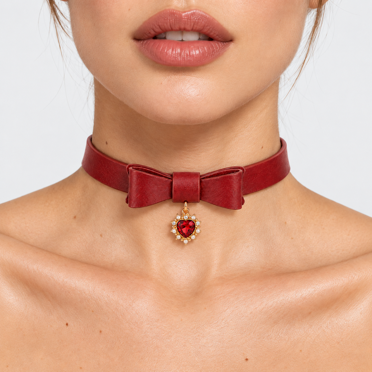 Crimson Heart Bow Collar